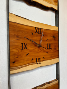 horloge bois acier design 